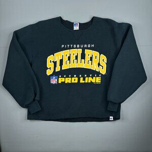 Pittsburgh Steelers Vintage Pro Line Russel Athletic Custom Cropped Crew Neck
